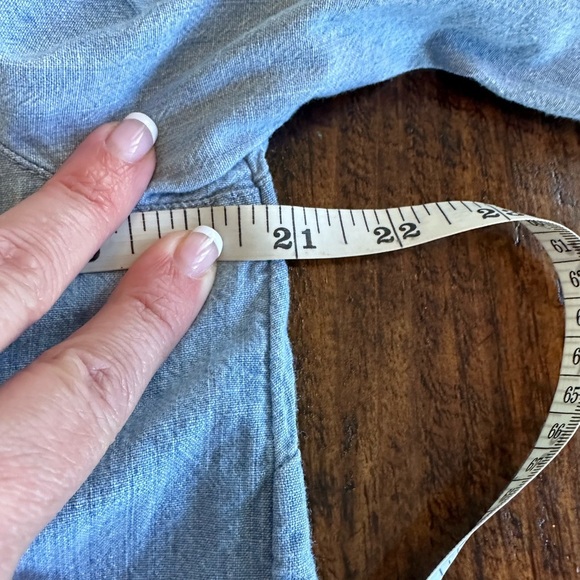 J. Jill | Lightweight Denim Embroidered Tunic Top with Split Neckline - Picture 7 of 8